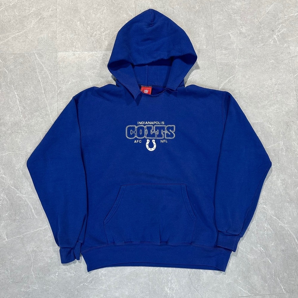 Vintage NFL Indianapolis Colts Hoodie Mens Medium Blue Pullover Sweatshirt 4775